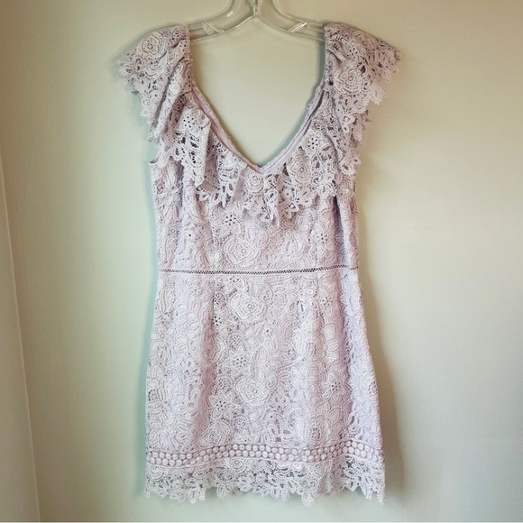 Saylor Adwoa Lavender Romantic Lace Mini Cocktail Homecoming Dress - Picture 6 of 12